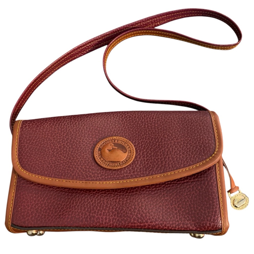 Vintage Dooney And Bourke Leather Purse Dusky Red/Tan